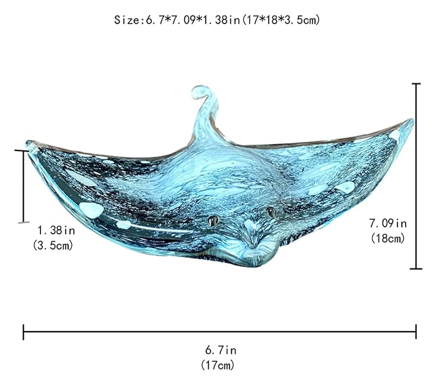 【龍風】美術品　ガラス製　魚　置物 Amazon.co.jp: 彫刻 置物・オブジェ 水族館グレー魚アートガラス